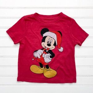 DISNEY EUC Christmas Mickey Mouse Short Sleeve Shirt